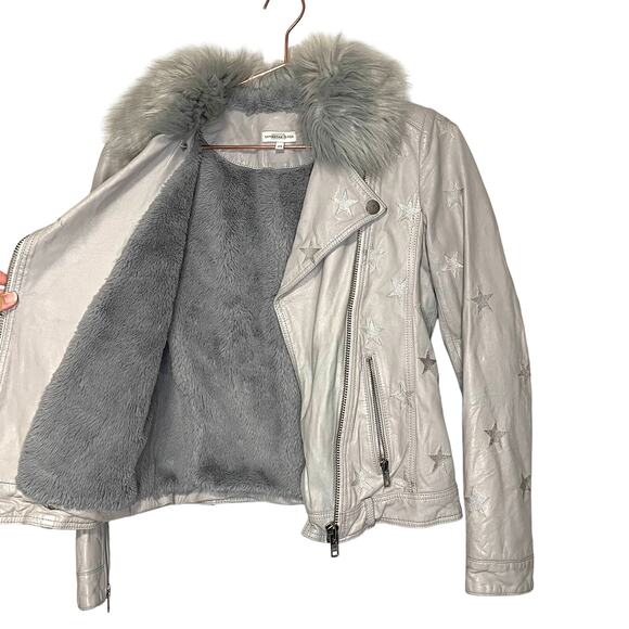 Samantha Sipos Seeing Stars Leather Faux Fur Lined Jacket Size Extra Small - Picture 8 of 13